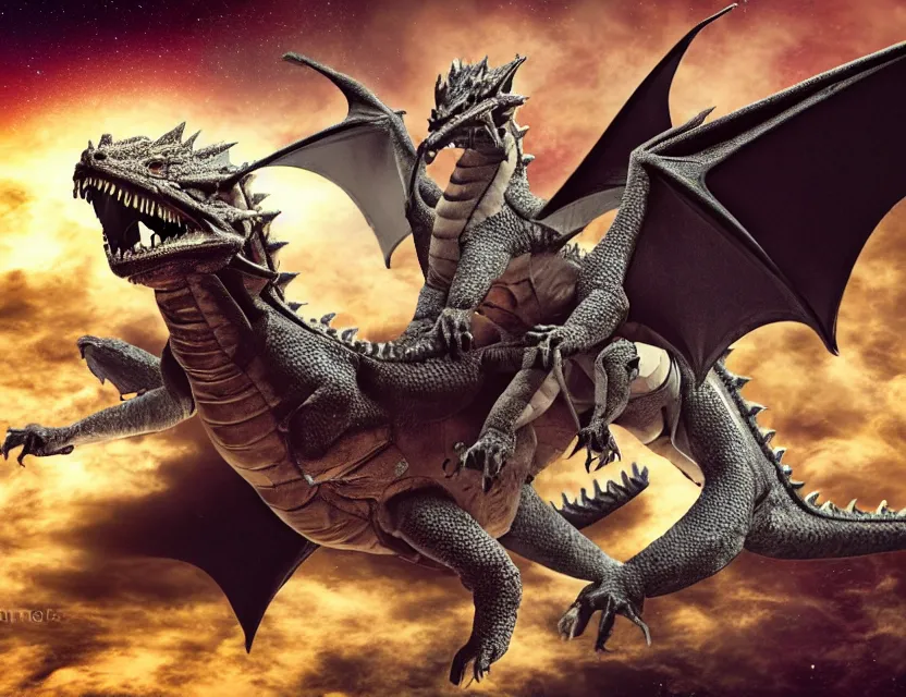 Prompt: photograph of an astronaut riding a dragon