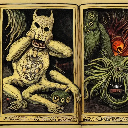 Image similar to bizarre bestiary of repressed unconscious emotional monsters and creatures