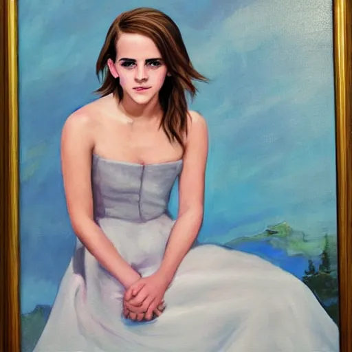 Image similar to emma watson, painting by barack obama