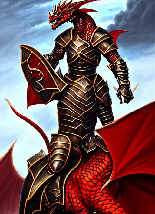 Image similar to a _ fantasy _ style _ portrait _ painting _ of paladin knight with shield fighting a red dragon, oil _ painting _ unreal _ 5 _ daz. _ rpg _ portrait _ extremely _ detailed _ artgerm _ greg _ rutkowski _ greg
