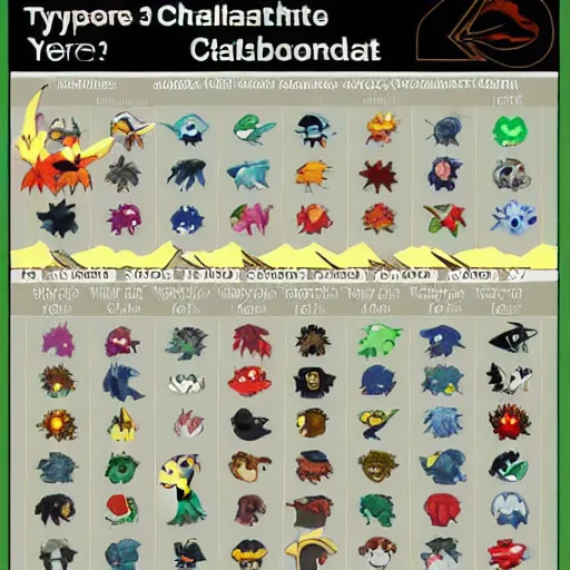 Pokémon type chart. Detailed helpful graph., Stable Diffusion