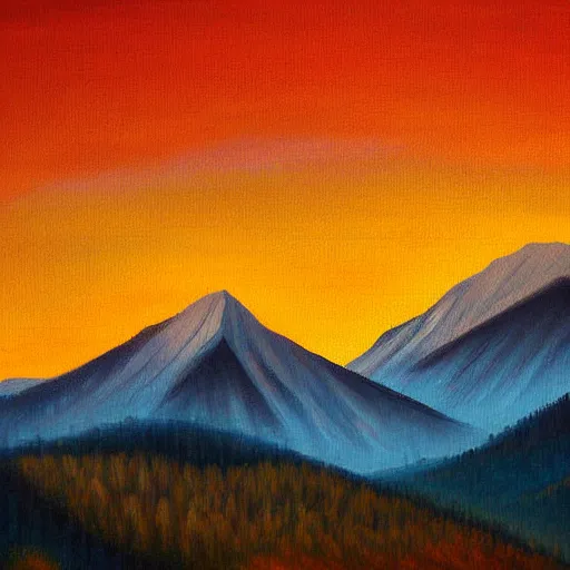 Image similar to beautiful mountain and a rising sun oil painting by spencergore