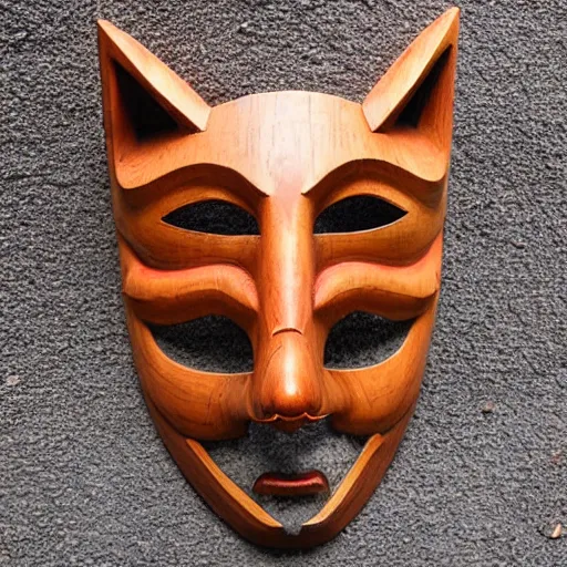 Prompt: beautiful kitsune wooden mask