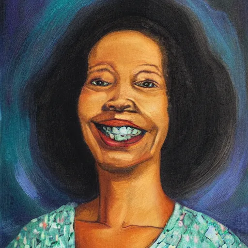 Image similar to A beautiful portrait of your mother smiling sweetly by Robert Johnson