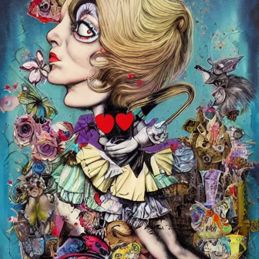 Image similar to alice in wonderland, by sandra chevrier and phillipe druillet, trending on artstation hq, deviantart, pinterest, 4 k uhd image