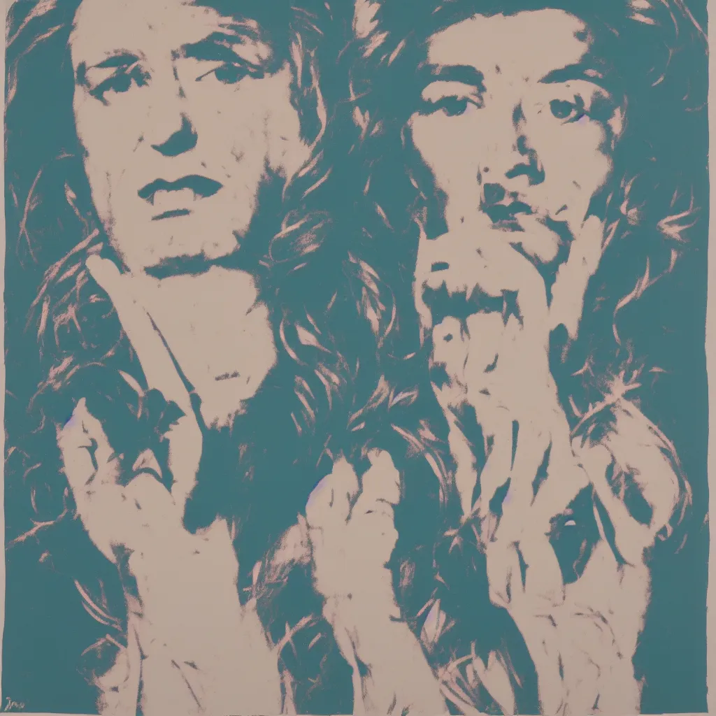 Image similar to individual silk screen portrait of unemployed artist contemplating suicide by andy warhol