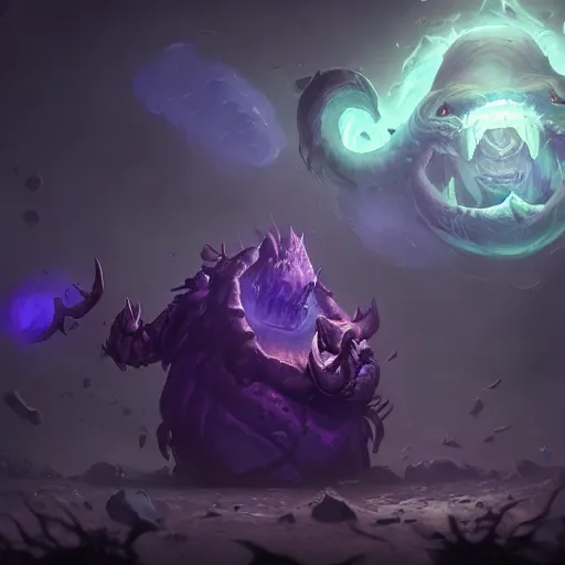 Prompt: monster embryo, magic smoke surrounding, violet and dark theme. dark masterpiece trending on artstation, 8 k, sharp high quality artwork in style of jose daniel cabrera pena and greg rutkowski, concept art by tooth wu, blizzard warcraft artwork, hearthstone artwork