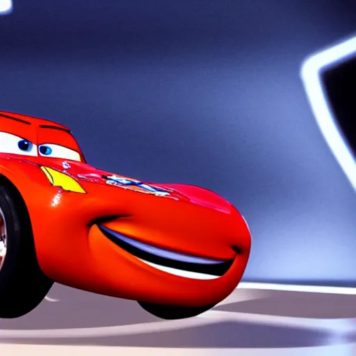 Prompt: photo of lightning mcqueen on stage at the academy awards