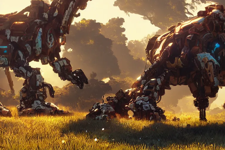 Image similar to shell - walker machine mecha animal beast robot of horizon forbidden west horizon zero dawn bioluminiscence global illumination ray tracing hdr fanart arstation by sung choi and eric pfeiffer and gabriel garza and casper konefal