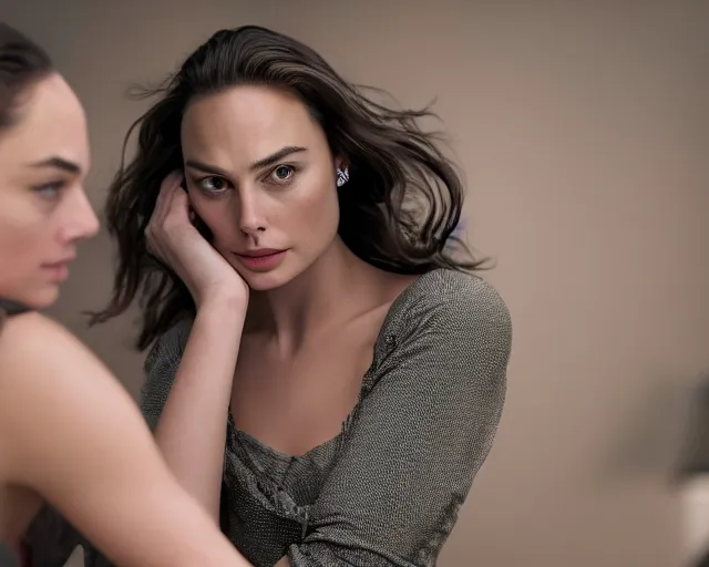 Image similar to a beautiful mix of margot robbie and gal gadot, hyper realistic face, beautiful eyes, cinematic, long shot, hyper detailed, 8 5 mm photograph, 8 k resolution, film still, sharp lens, wide lens