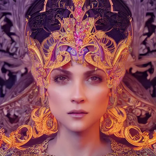 Image similar to portrait of princess, beautiful, attractive, glowing, ornate and intricate, jaw dropping, dynamic lighting, colorful, fairy tale, intricate and detailed, 4 k octane render