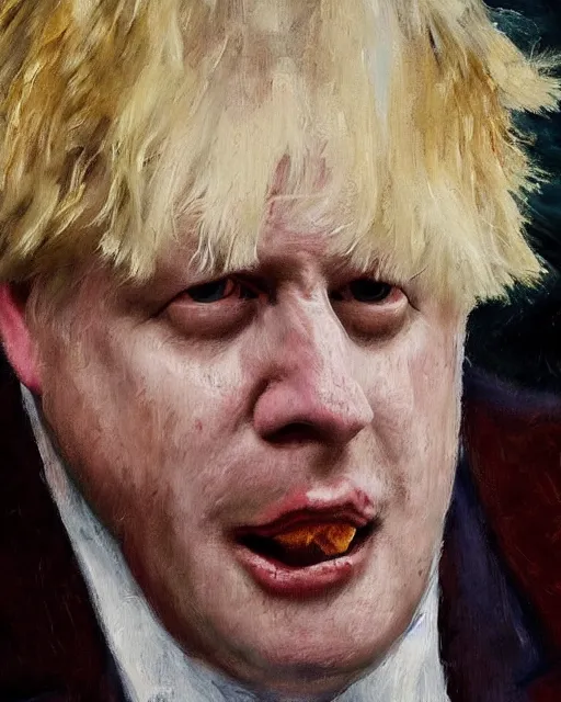 Prompt: impressionist painting of a horror portrait of boris johnson