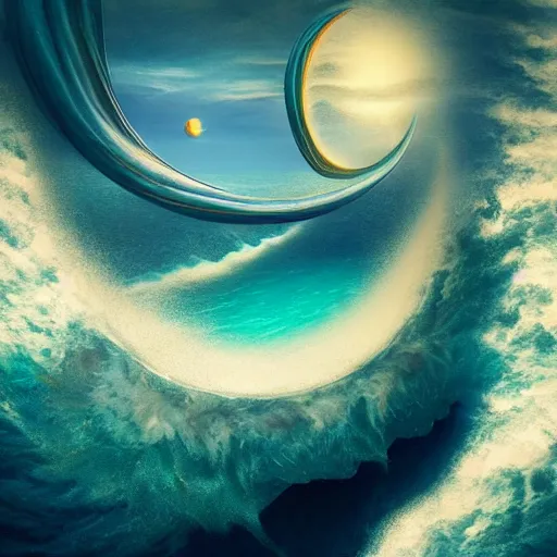 Prompt: “the ocean dreams of the upward spiral, cg society, surrealism, beauty, ascension, 8k”