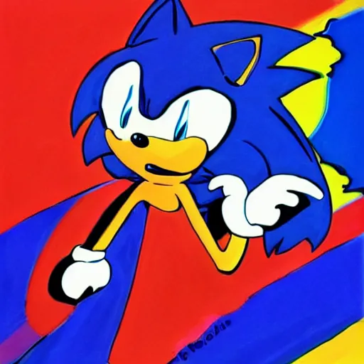 Image similar to sonic the hedgehog as imagined by peter max