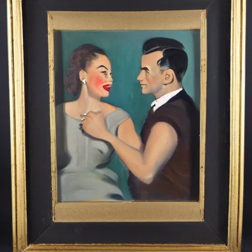 Prompt: 1 9 5 0 s painting portrait of a couple