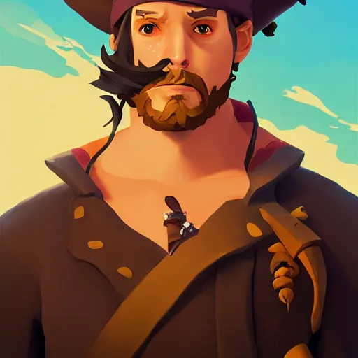 Image similar to painting jack the pirate on sea of thieves game avatar hero smooth face median photoshop filter cutout vector behance hd by jesper ejsing, by rhads, makoto shinkai and lois van baarle, ilya kuvshinov, rossdraws, illustration, art by ilya kuvshinov and gustav klimt