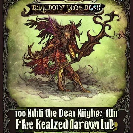 Prompt: apocryphal death fuel druid night