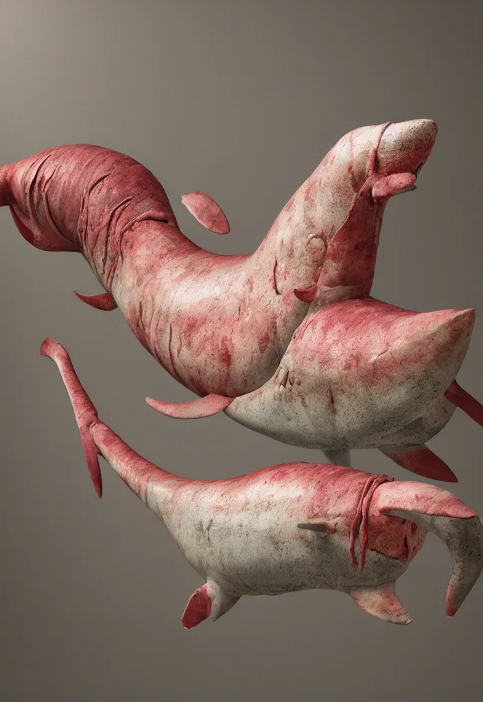 Prompt: vibrant colors. delicate animal innards, fat, guts, intestine. beautiful animal eyes. sharp slate. hooves. complementary color scheme. national geographic. 8 k, rendered in octane, smooth gradients. narwhal. sculpture by antonio canova