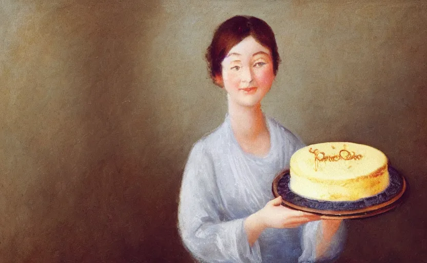 Image similar to “ a lady holding a cake ”