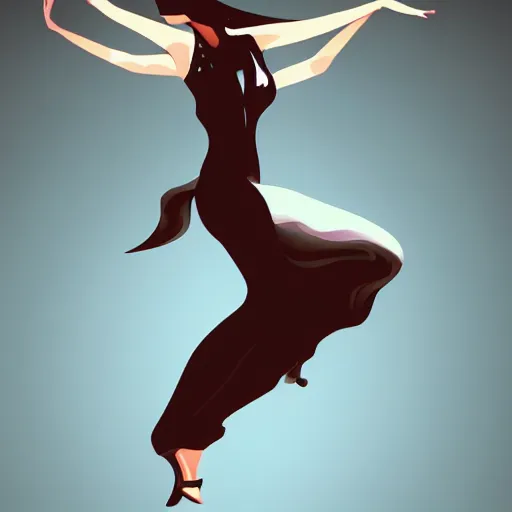 Image similar to a vector illustration of a beautiful woman dancing by bayard wu, complex shading, highly detailed, adobe illustrator, digital art, trending on artstation