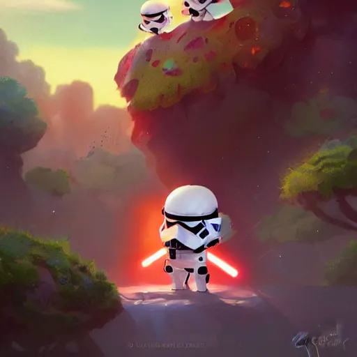 Image similar to a wholesome animation key shot of cute chibi star wars, colorful, pixar and disney animation, sharp, very detailed, high resolution, key art by greg rutkowski, bloom, dramatic lighting