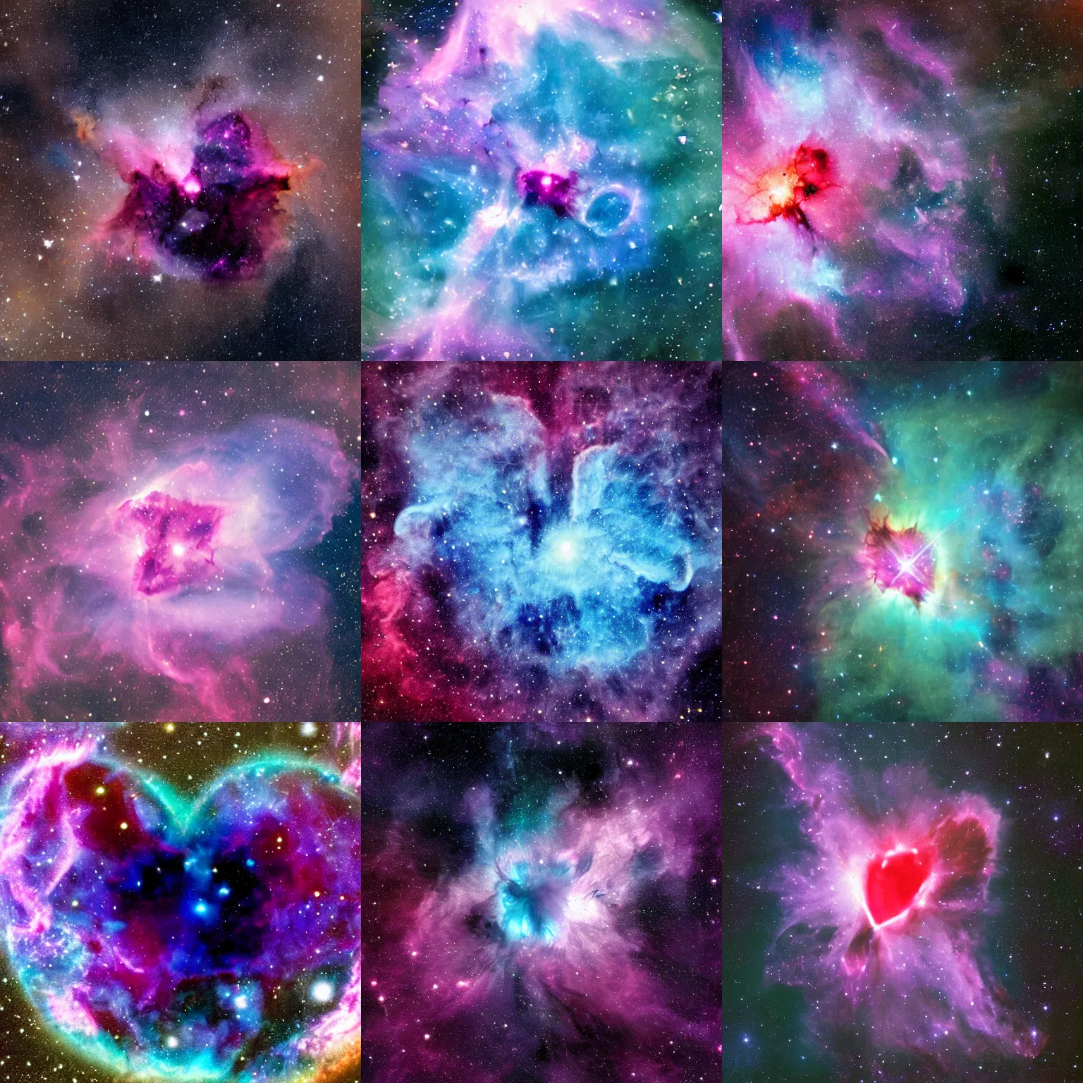 Prompt: deep-space nebula in the shape of a heart