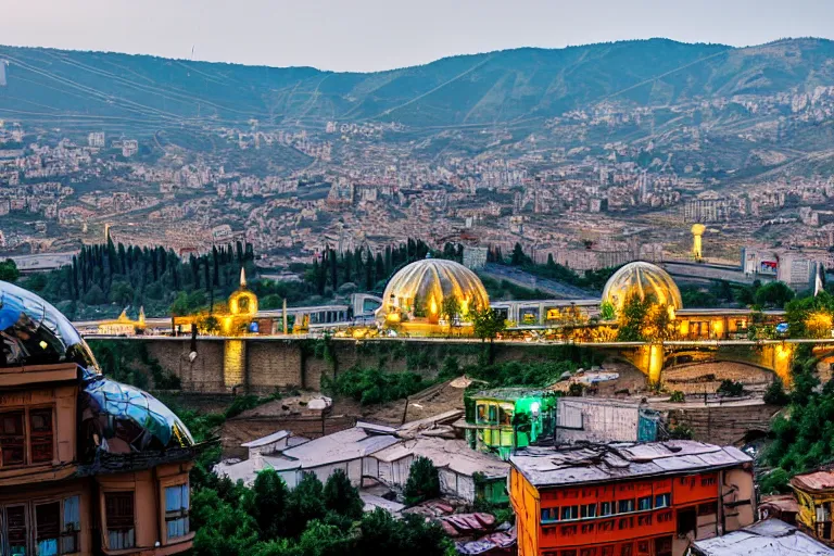 Image similar to tbilisi, solarpunk, cyberpunk