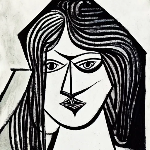 Prompt: picasso lineart of female faces, cubism, boho, curved delicate lines