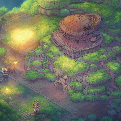 Image similar to photorealistic beautiful cinematic world of chrono trigger in the style of studio ghibli. hyperdetailed photorealism, 1 0 8 megapixels, amazing depth, glowing rich colors, powerful imagery, psychedelic overtones, 3 d finalrender, 3 d shading, cinematic lighting, artstation concept art