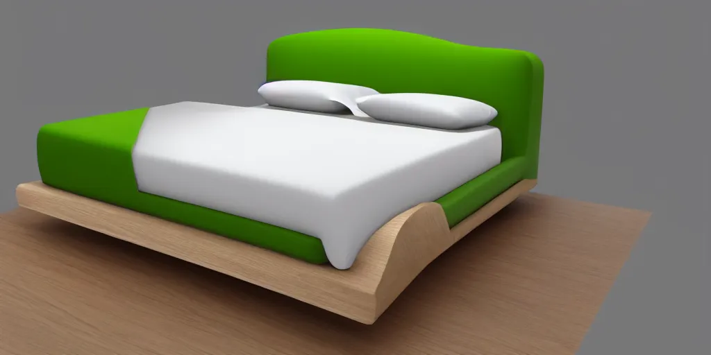 Image similar to a bed in the shape & color of an avocado!!!, furniture concept photo!!, 8k!!,amazing quality!!! Unreal engine 5!!! Studio lighting!!! Cinema 4D!!