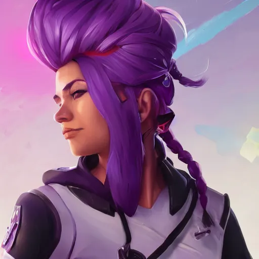 Image similar to beautiful female purple hair fantasy art apex fortnite Video game icon, 2d game art gta5 cover , official fanart behance hd artstation by Jesper Ejsing, by RHADS, Makoto Shinkai and Lois van baarle, ilya kuvshinov, rossdraws