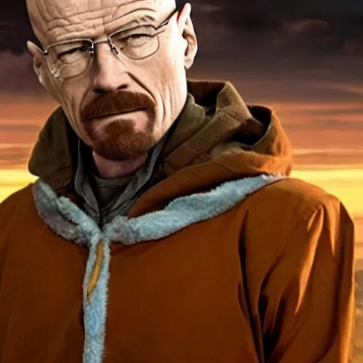 Prompt: Walter White in Avatar the Last Airbender, real photograph, screenshot from a movie