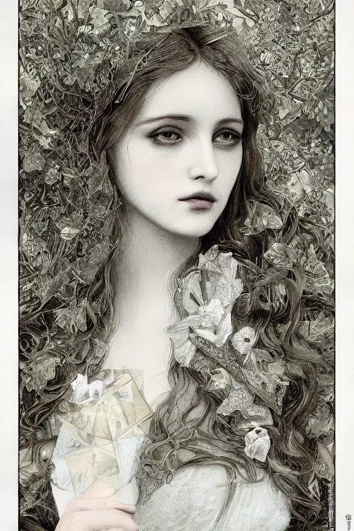 Prompt: An extremely beautiful pre-raphaelite ornate portrait of a very beautiful witch, surreal, ultradetailed, intricate, elegant, digital art painting, concept art, smooth, sharp focus, magazine art cover illustration, regal, award winning picture, extremely detailed masterpiece, sense of awe, featured on Artstation, Artgerm, winning award piece, ethereal bubbles, Aetherpunk, low-key neon lightning, stormy weather, Exquisite floral details, 8K detail post-processing, matte, oil painting