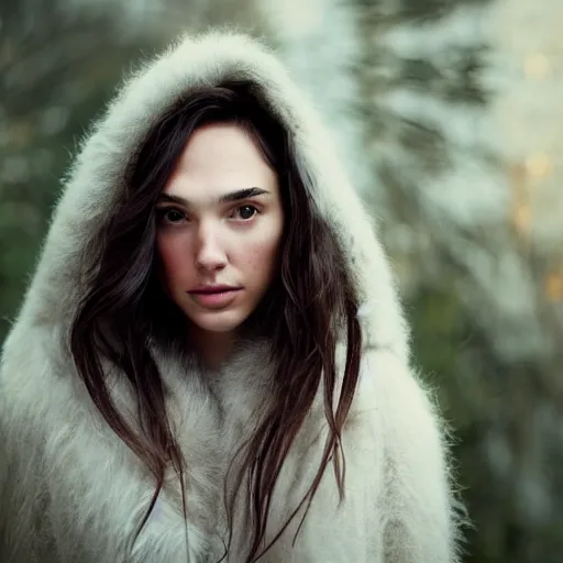 Image similar to a masterpiece portrait photo of a beautiful young woman who looks like an eskimo gal gadot, symmetrical face, random background scene