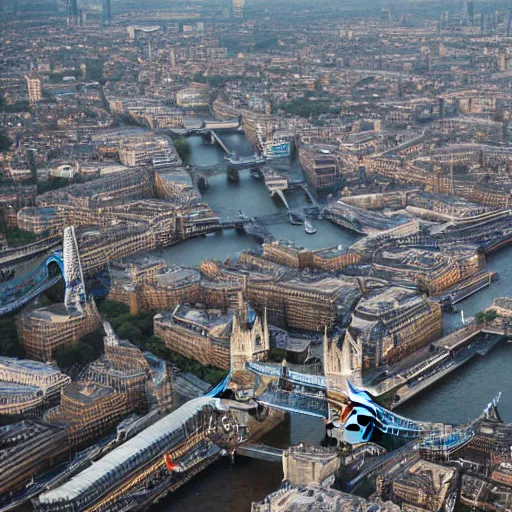 Image similar to 4 k photograph of the london from a hot air balloon