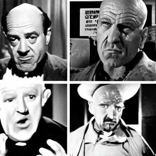 Prompt: the three stooges meet breaking bad, black and white film