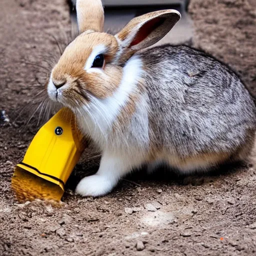 Prompt: rabbit using a jackhammer