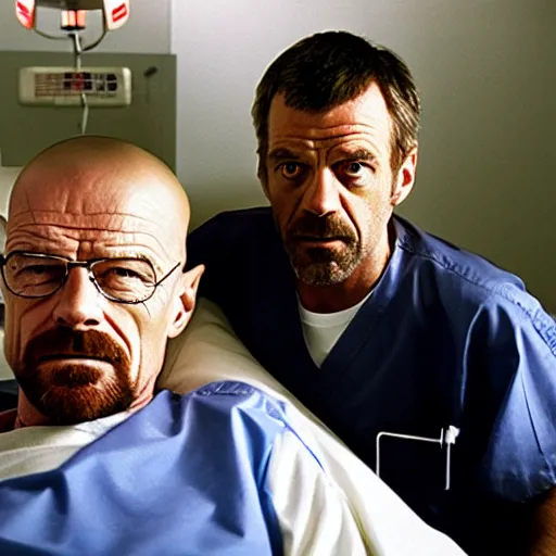 Image similar to walter white with dr house in hospital