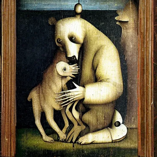 Prompt: hieronymus bosch, bear