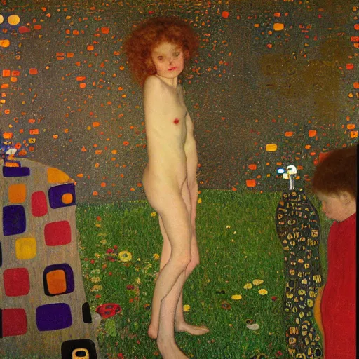 Image similar to the world of dreams inside the head of a kid by gustav klimt