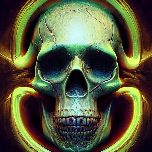 Image similar to portrait_of_a_melting_skull._intricate_abstract._intricate_artwork._by_Tooth_Wu_wlop_beeple_dan_mumford._octane_render_trending_on_artstat