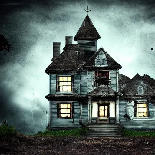 Image similar to a haunted house,