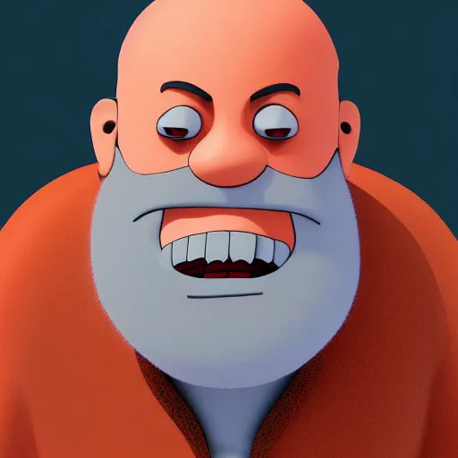 Image similar to bald man with a bright orange beard by studio ghibli, cinema still, 4 k