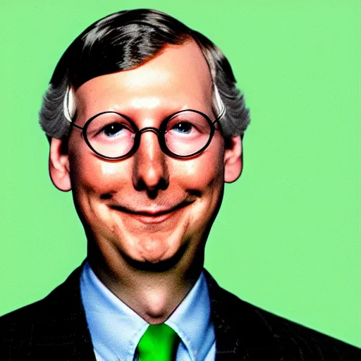 Image similar to teenage mutant mitch mcconnell with a turtle shell and green skin