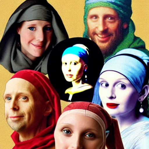 Image similar to the cast of friends as the girl with the pearl earring