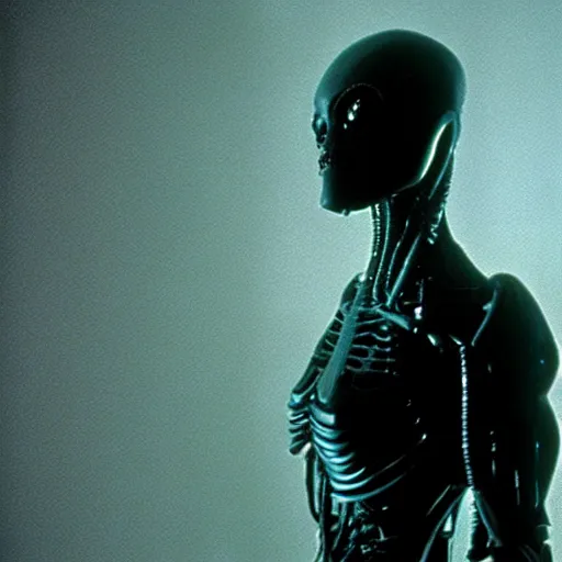 Prompt: movie still of a alien cyborg, cinematic composition, cinematic light, tungsten lighting criterion collection, by david lynch and stephen king,