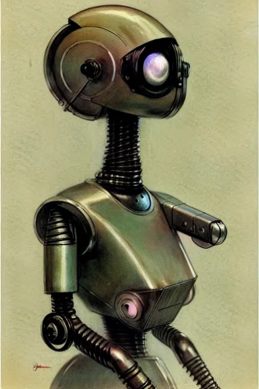 Prompt: (((((1950s servant android robot art . muted colors.))))) by Jean-Baptiste Monge !!!!!!!!!!!!!!!!!!!!!!!!!!!