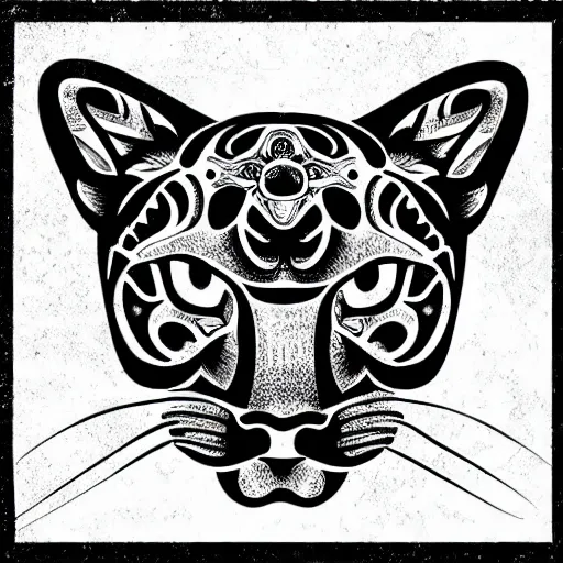 Prompt: tattoo stencil on paper detailed vector cougar