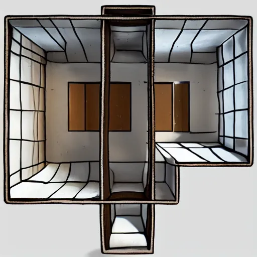 Image similar to human head building, cross section view showing a miniature living room inside, unreal engine, 12k