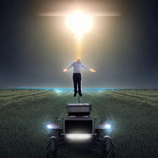 Classic Ufo Abduction Man Lifted Into A Tractor Beam Stable Diffusion